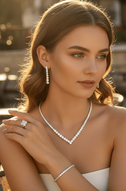 Classic V-Cut Crystal Jewelry Set